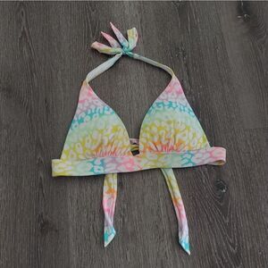Victoria's Secret Multi Color Leopard Animal Print Halter Triangle Bikini Top S